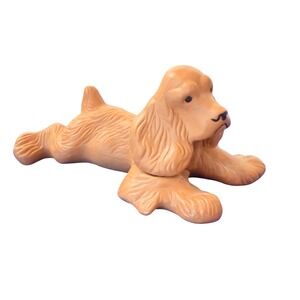 Vintage Ceramic Cocker Spaniel Dog Figurine Brown Laying Down 5 Inch